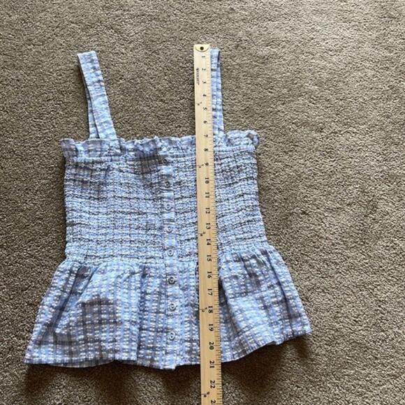 Forever‎ 21 Plaid Ruched Smocked Ruffle Tank Top Medium - Picture 2 of 5